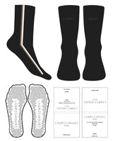 The Crew Sock - Black - Lagree House - 3 "L Shape" Line - Side Corner - Front Text - Full Color - Triangle Shape Grip - White