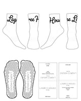The 3/4 Crew Sock - White - Lagree House - Top Logo - Black - Triangle Shape Grip - Black