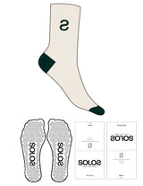 The 3/4 Crew Sock - Off White - Top Logo Inverted "S" - Dark Green - Triangle Shape Grip - Translucent