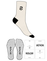The 3/4 Crew Sock - Off White - Top Logo Inverted "S" - Black - Triangle Shape Grip - Translucent
