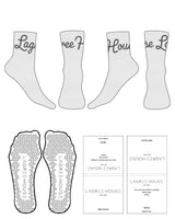 The 3/4 Crew Sock - White Heather - Lagree House - Top Logo - Charcoal - Triangle Shape Grip - Transparent