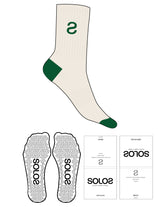 The 3/4 Crew Sock - Off White - Top Logo Inverted "S" - Green - Triangle Shape Grip - Translucent