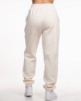 The Womens Classic Sweatpants - Off White - BODYROK Employee - Left Leg - Bordeaux - (Windsor Wine - Pantone 19-1528 TCX)