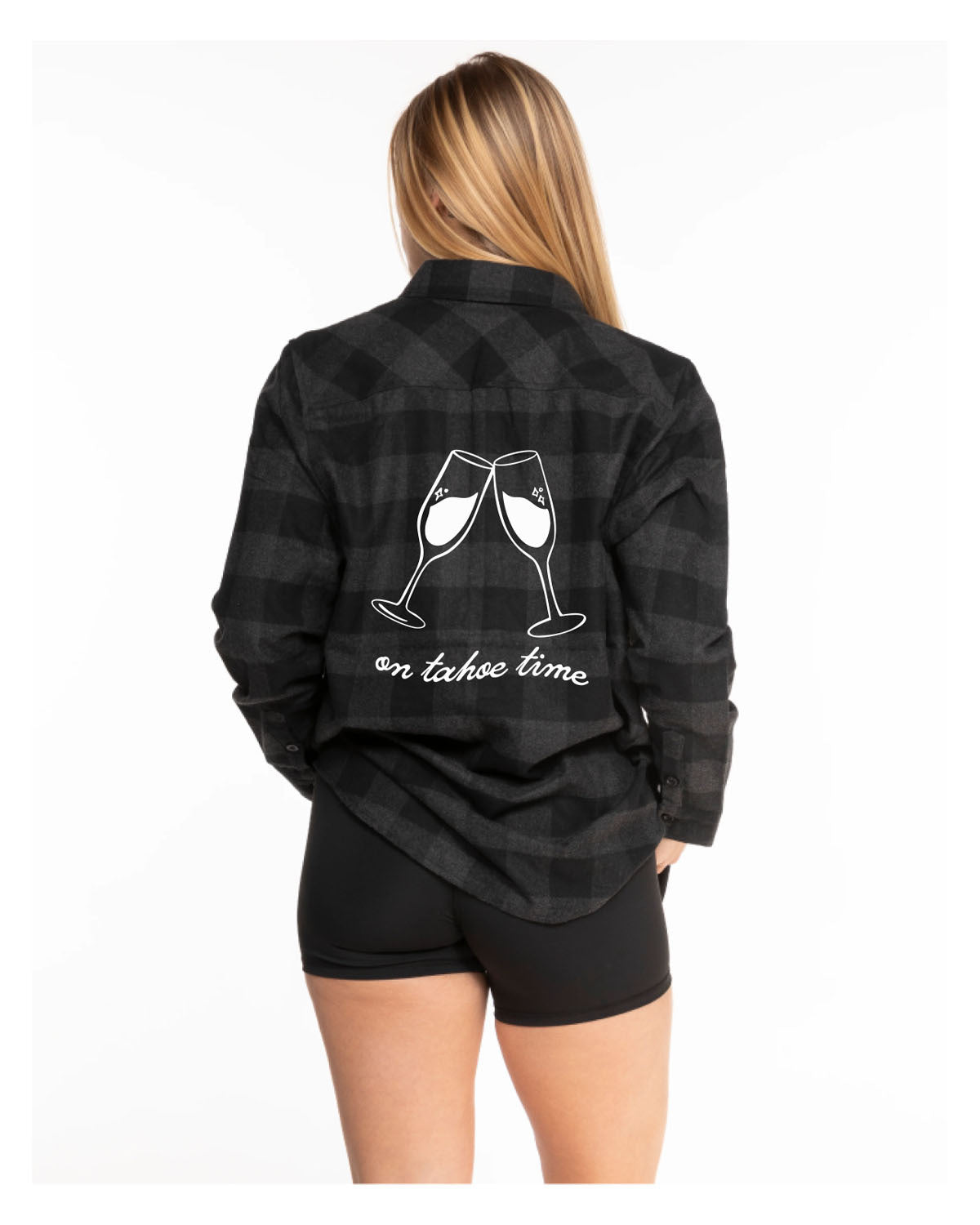 The Flannel - Gray / Black - Lagree Tahoe - Left Chest & Center Back Stacked Logo - Printed - White