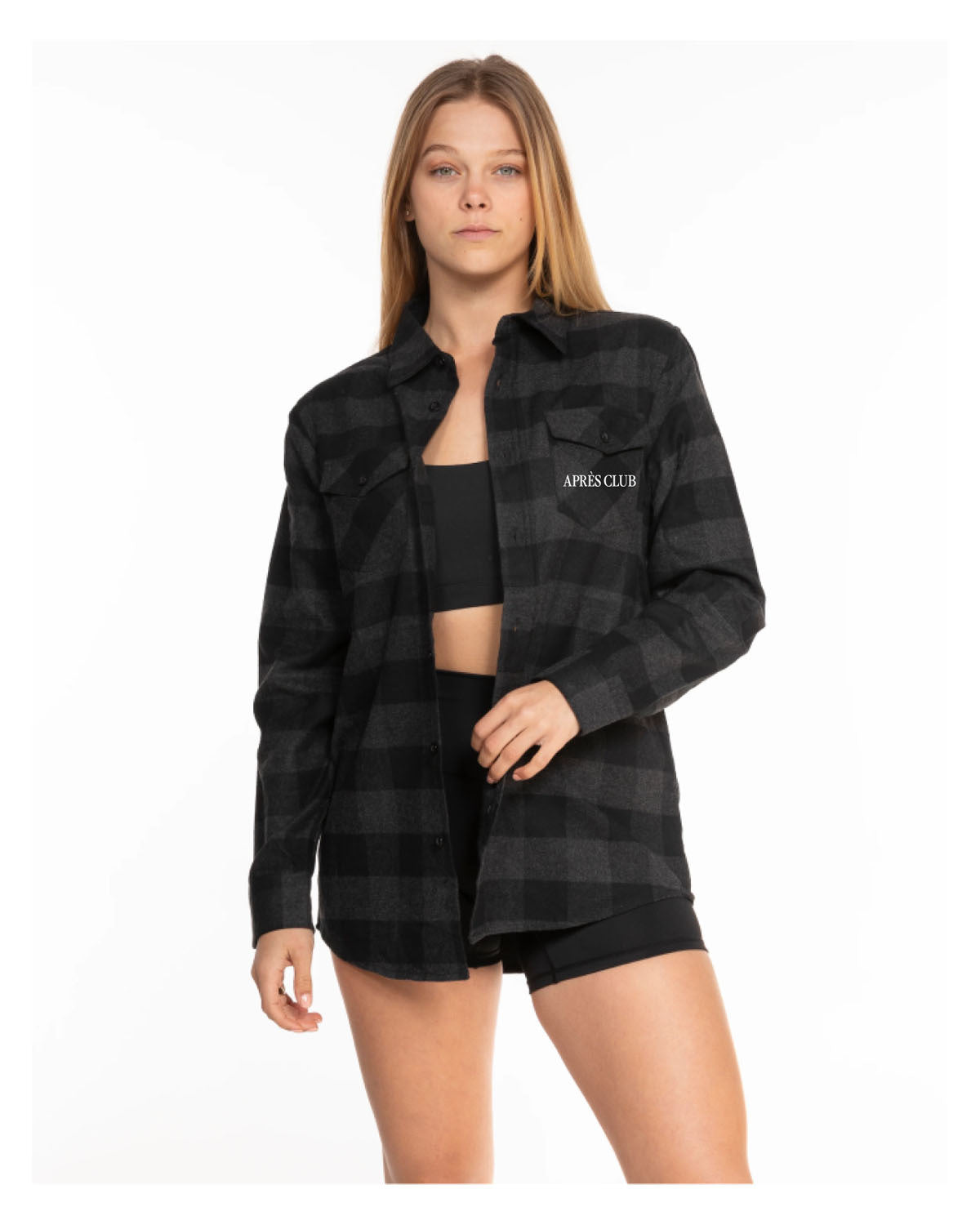 The Flannel - Gray / Black - Lagree Tahoe - Left Chest & Center Back Stacked Logo - Printed - White