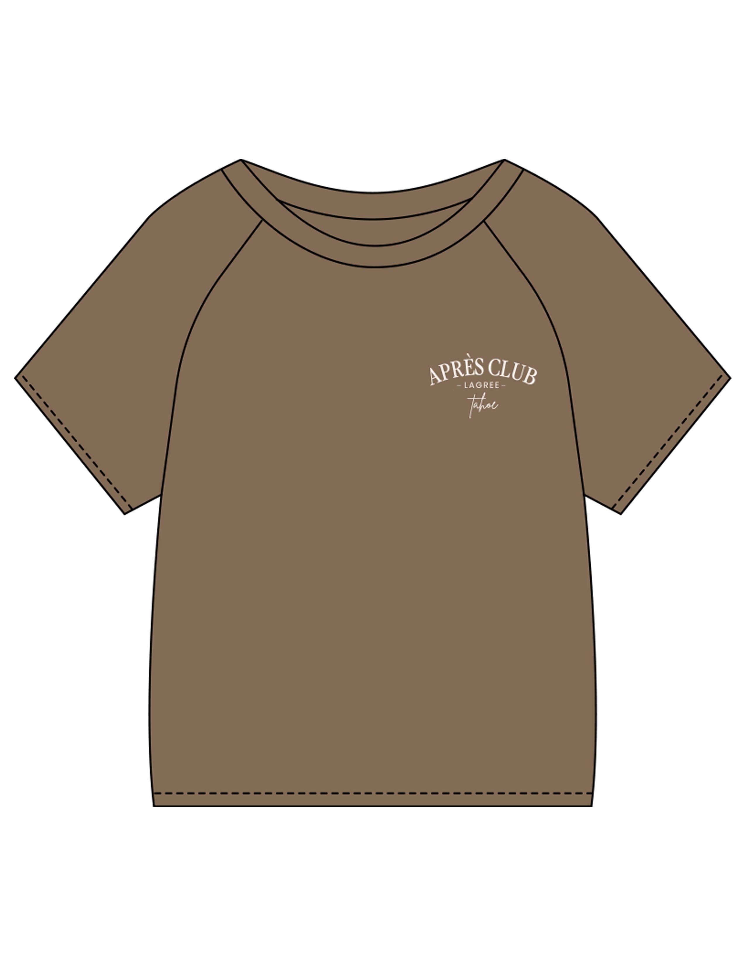 The Kids Tee - Walnut - Lagree Tahoe - Left Chest Stacked & Back Image - Printed - Full Color