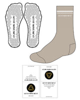 The Crew Sock - Tan - Get It - 2 Lines - White - Center Text - White - Triangle Grip - Black