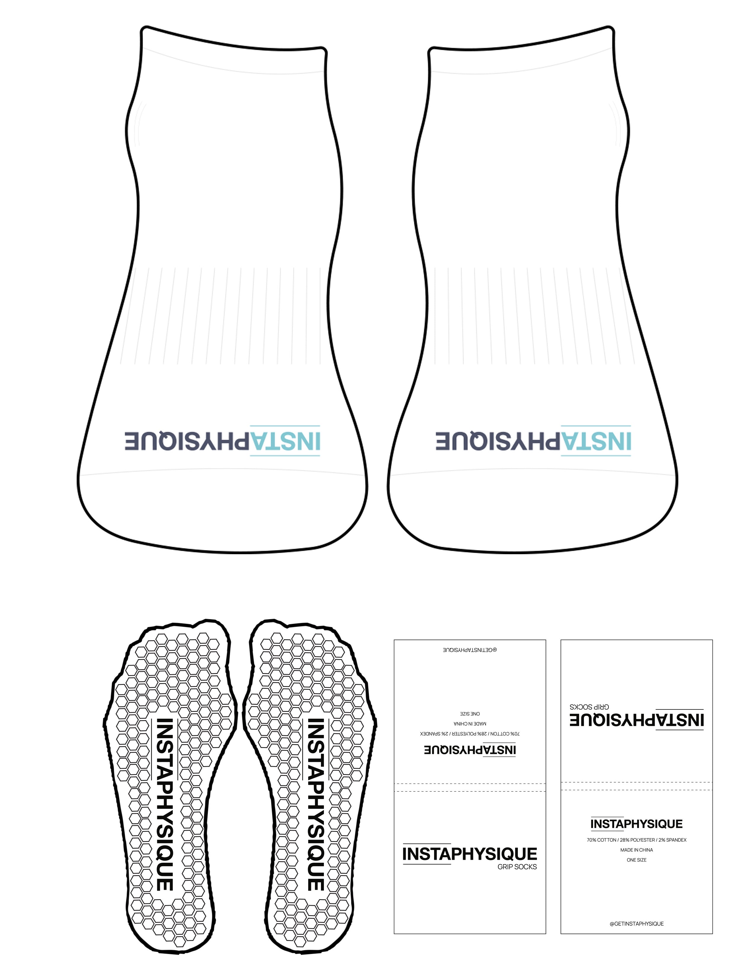 The Ankle Sock - White - Instaphysiques - Toe Logo - Aqua & Nightshadow - Hexagon Grip - Aqua