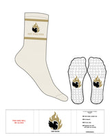 The Crew Sock - Off White - HIIT Industry - 2 Strips - Top Logo Stacked - Full Color - Circle Shape Grip - Transparent
