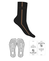 The Crew Sock - Black - Karve - Top Logo & Lining - Printed - Full Color - Hexagon Grip - Light Brown
