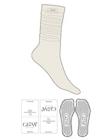 The Slouch Sock - Off White - GlowPilates - Sewn on Label - Hexagon Shape Grip - Transparent