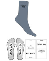 The Crew Sock - Slate Blue - Fit 5 - Top Logo Stacked - Embroidered - Black - Triangle Shape Grip - Transparent