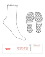 The 3/4 Crew Sock - White - Grounded - Frill Top - Wavy Shape Grip - 4c6e93