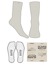 The Slouch Sock - Milk - Studio Aura - Fully Sewn on Tag - Black Writing - Circle Grip - Transparent