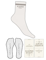 The 3/4 Crew Sock - Cloud Dancer - SCULPTED SOCIETY - 2 Stripes Coco - Top Logo Stacked - EMB - Coco - Heart Grips - Coco