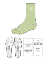 The Crew Sock - L9 - Helios - 2 Top Lines & Box Logo - White - Circle Shape Grip - Transparent