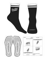 The 3/4 Crew Sock - Black - LagreeMixx - Toe & Ankle " FOUNDING MEMBER " - White Hexagon Grip - White