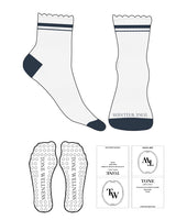 The 1/2 Crew Sock - Heather - Tone Wellness Studio - 2 Strips - Toe Logo - Navy - Circle Grip - Navy