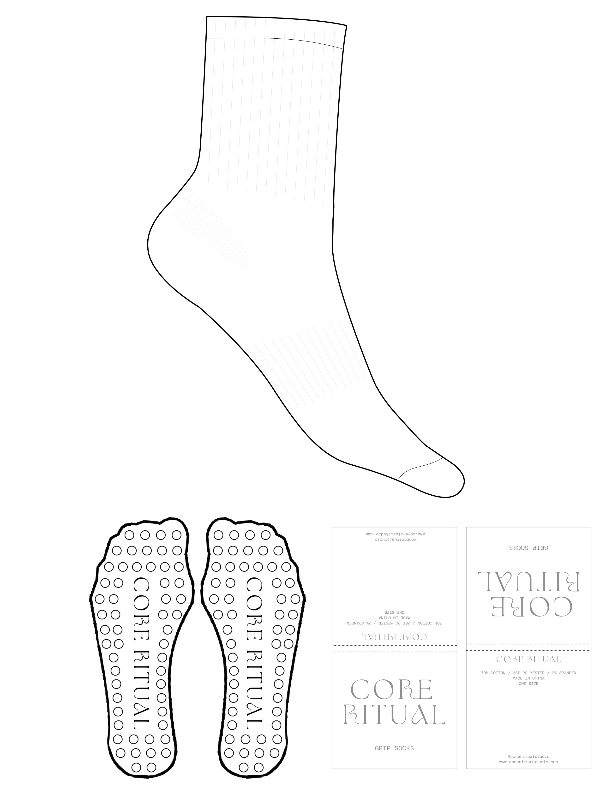 The 3/4 Crew Sock - White - Core Ritual - Circle Grip - White