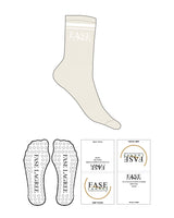 The Crew Sock - Off White - Fase Lagree - 2 Strip - Top Stacked Logo - White - Circle Shape Grip - White