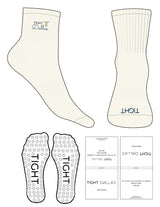 The 1/2 Crew Sock - Off White - Tight Dallas - Top Logo Stacked EMB Full Color - Toe Logo Navy Printed - Star Grip - Navy