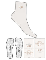 The 1/2 Crew Sock - Cloud Dancer - Renewed Pilates - Top Logo - EMB - Petal - Custom Grip - Petal