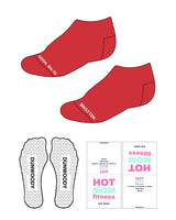 The Ankle Sock - Red - Edwina Robinson - White - Heart Shape Grip "DUNWOODY" - White