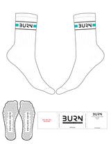 The Crew Sock - White - Burn Ventura - Top Left & Right Side - Full Color - Triangle Grip - Black