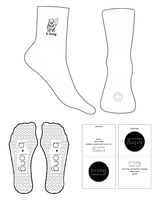 The 3/4 Crew Sock - White - B Long Pilates - Top Side & Back Logo - Embroidered - Full Color - Heart Shape Grip - Black