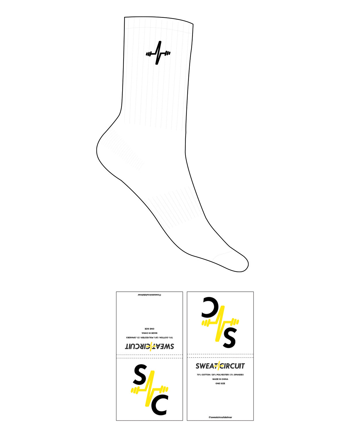 The Crew Sock - White - Sweat Circuit - Top Logo - Circuit - Black