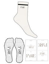 The 3/4 Crew Sock - Creamy White - Fyre Pilates - 1 Stripe Printed Black - Top Logo - EMB - Black - Circle Grip - Black