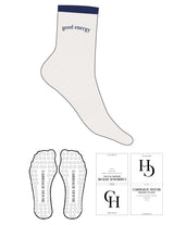 The 3/4 Crew Sock - Cloud Dancer - Carriage House - Top Stripe - Top Logo Embroidered - Blue Depths - Circle Grip - Blue Depths