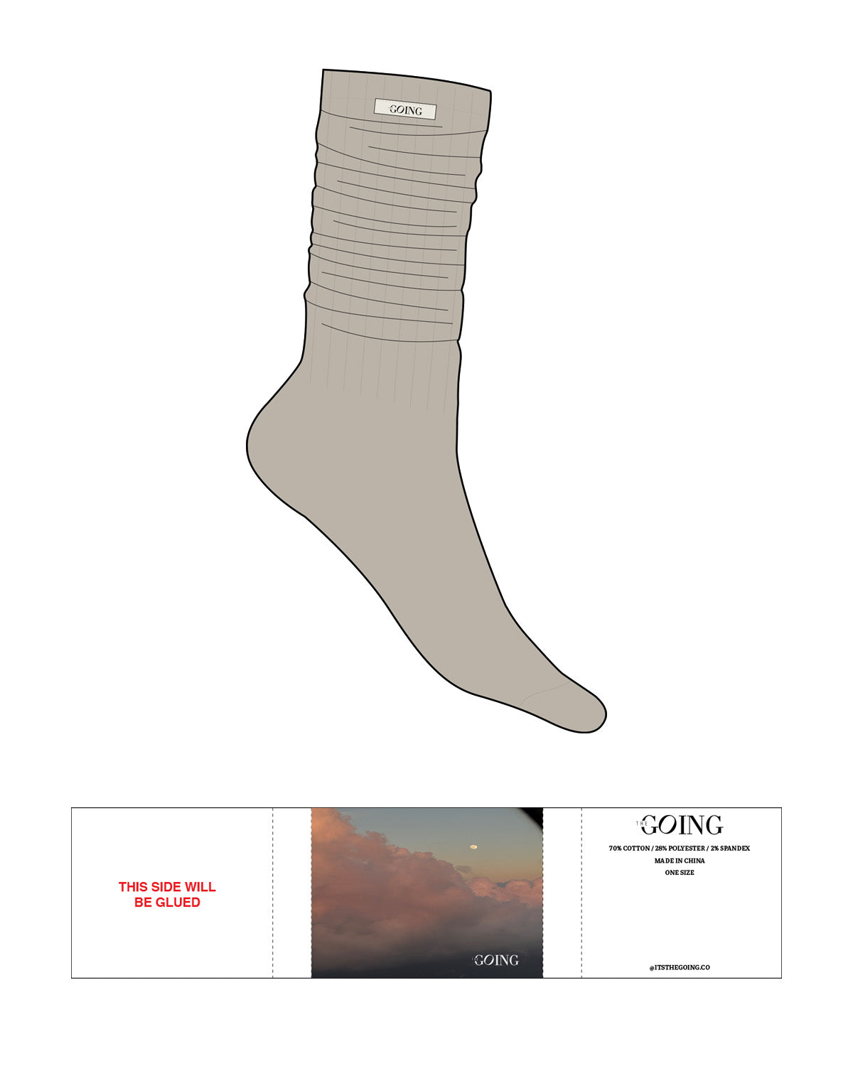 The Slouch Sock - Tan - The Going Co - Sew on Logos