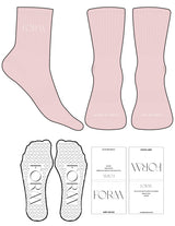 The 3/4 Crew Sock - L111 - Form Charleston - Top & Toe Logo - White - Heart Grip - White