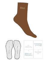 The 3/4 Crew Sock - Copperwood - Pilates of Plantation - Top Text Stacked - Embroidered - Seedpearl - Heart Grip - Transparent