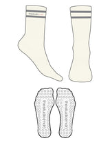 The 3/4 Crew Sock - Off White - The Studio MDR - 2 Stripes - Top Logo - Full Color - Circle Grip - Gray