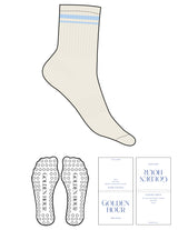The 3/4 Crew Sock - Off White - Golden Hour - 2 Stripes - Printed - Light Blue - Circle Grip - Light Blue