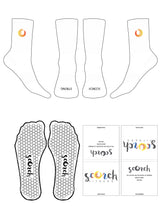 The Crew Sock - White - Scorch Fitness - Full Color EMB Ankle Logo - Black Toe Logo - Hexagon Grip - Black
