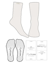 The Slouch Sock - Cloud Dancer - Flightform - Top Logo Sewn on Tag - Black Writing - Heart Grip - Transparent