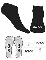 The Ankle Sock - MENS SIZING 9-13 - Black - Solos Pilates - Toe Logo - White - Triangle Grip - White