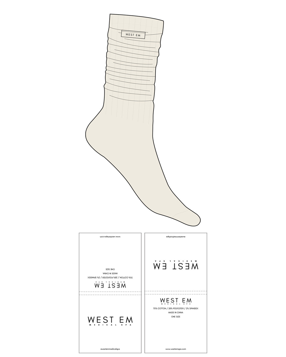 The Slouch Sock - Off White - West Em Medical Spa - Sewn Label Logo