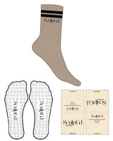 The Crew Sock - Oat Milk - Sculpt'd Studios - Stripes & Top Logo - Black - Circle Grip - Black