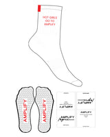 The 3/4 Crew Sock - White - Amplify Lagree - Top Logo "HOT GIRLS" - Red - Red Label - Heart Shape Grip - Red