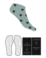 The Ankle Sock - Blue Surf - Booties - Hearts - Charcoal - Heart Grip - Charcoal