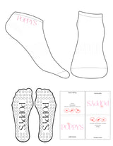 The Ankle Sock - White - Poppys Pilates - Top Logo - Printed - Prism Pink - Circle Grip - Prism Pink