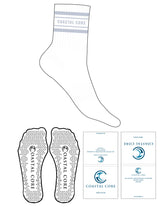 The 3/4 Crew Sock - White - Coastal Core - 4 Stripes - Top Logo - Printed - Gray - Triangle Grip - Gray
