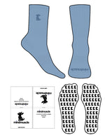 The Crew Sock - Blue Ash - Mind Muscle - Top Logo EMB - Toe Logo Printed - Denim Blue - Custom Grip - Transparent