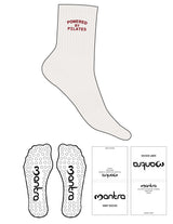 The 3/4 Crew Sock - Cloud Dancer - Mantra - Top Logo "PILATES" - Embroidered - Berry - Circle Grip - Berry