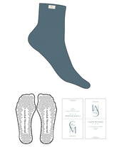 The 1/2 Crew Sock - Blue - Coastal Movement - Top Logo Stitched & Toe Logo - Beige - Triangle Grip - Transparent