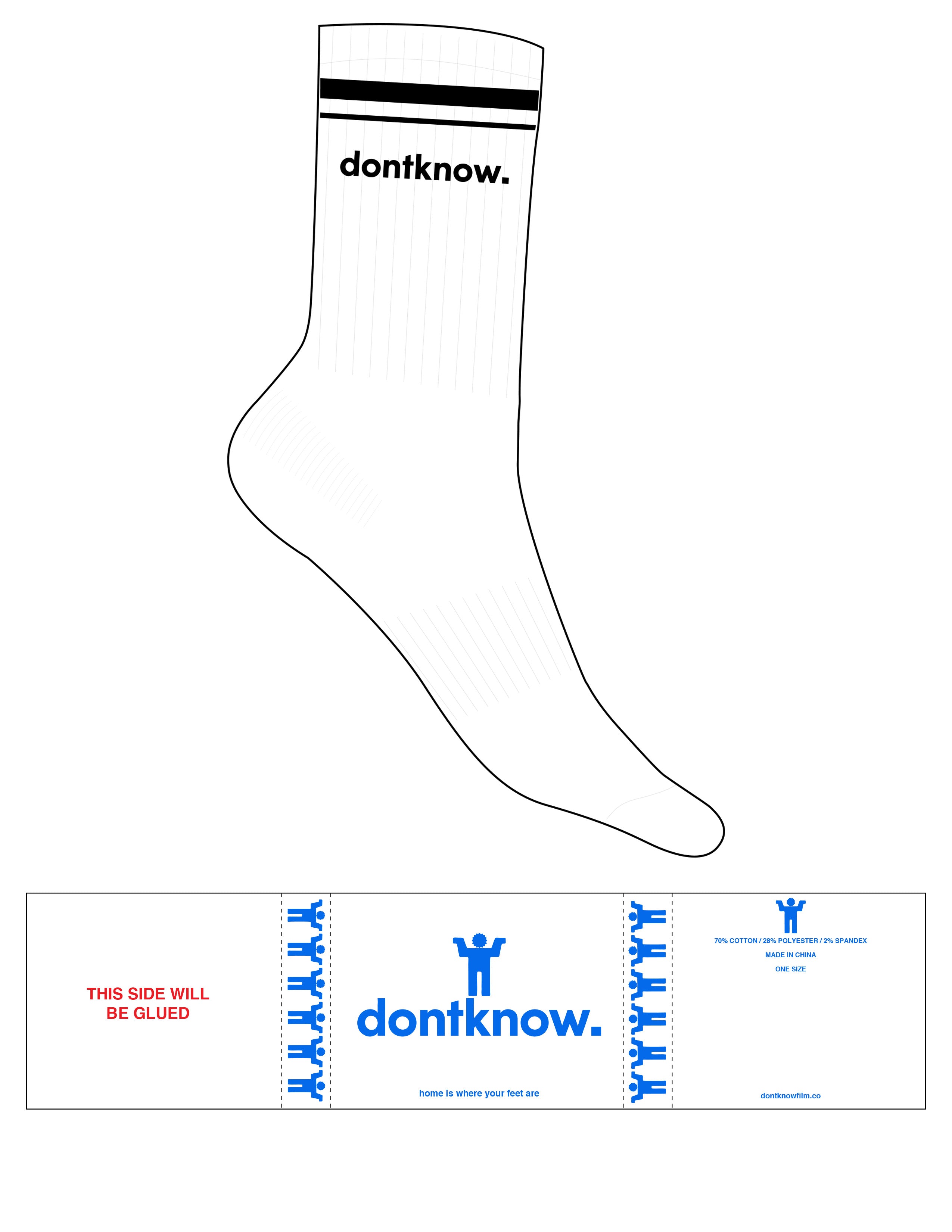 The Crew Sock - White - DontKnow. - 2 Stripes - Top Logo - Black